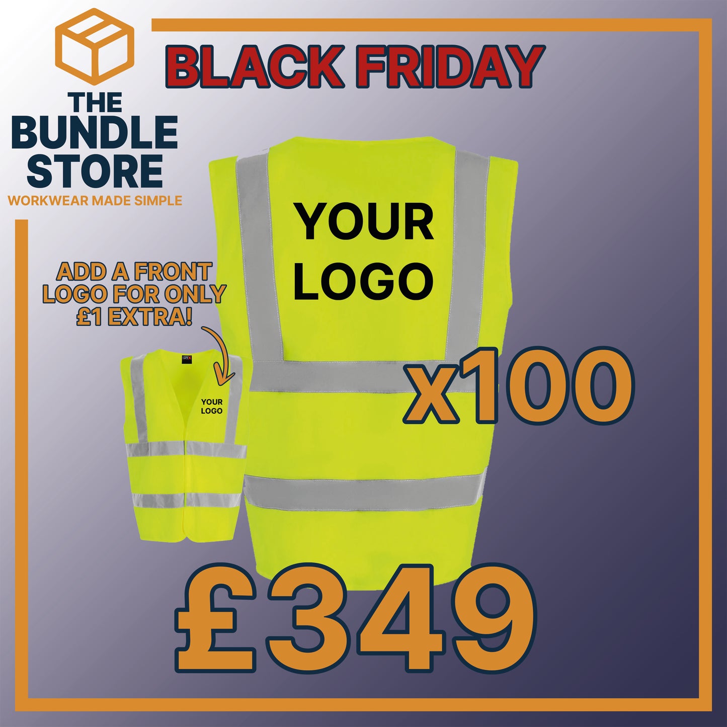 BF Deal - Black Friday Bundle – 100 x Hi Viz Vests - £349.99
