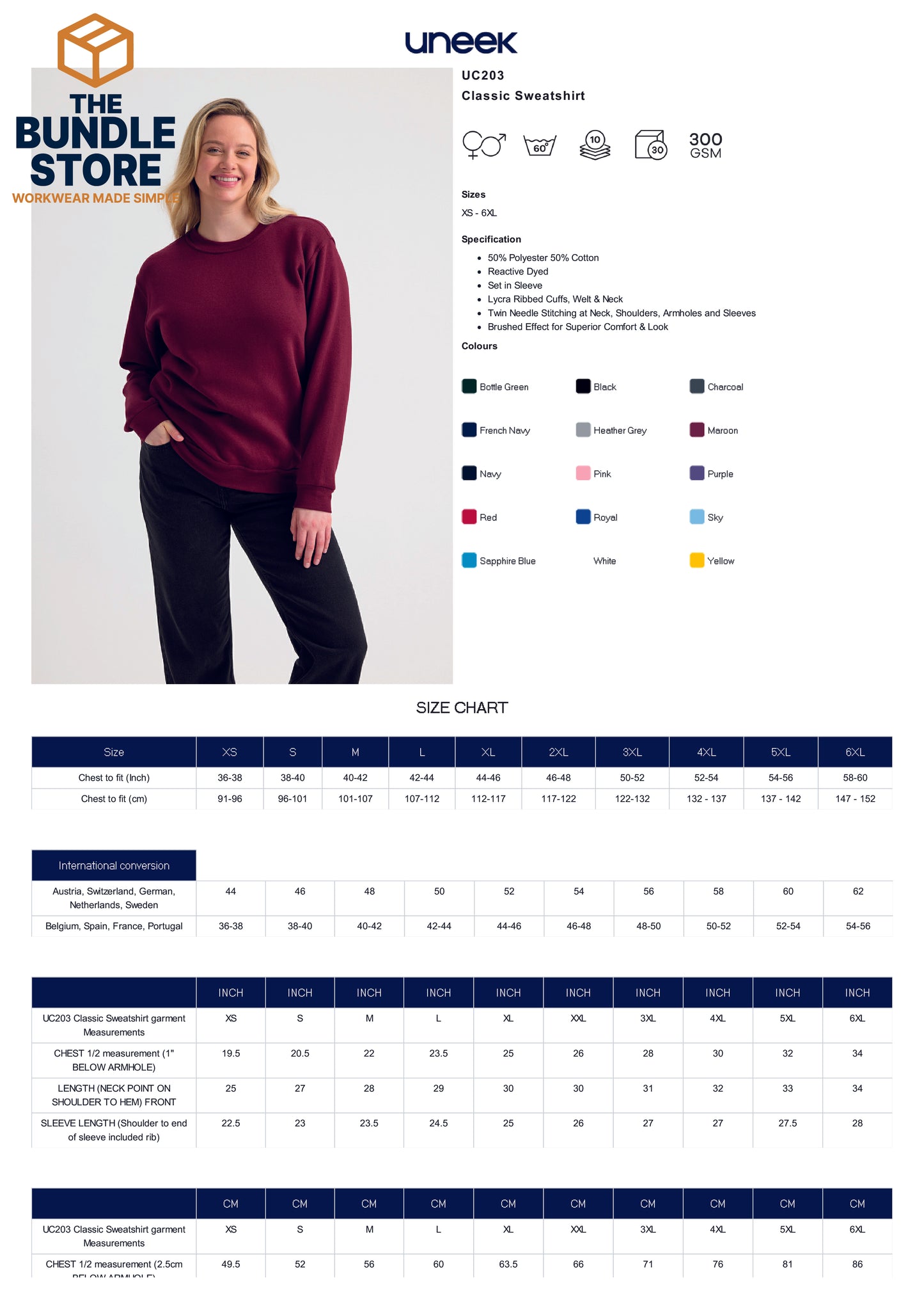 Bulk Deal - 12 Uneek Sweatshirts UC203