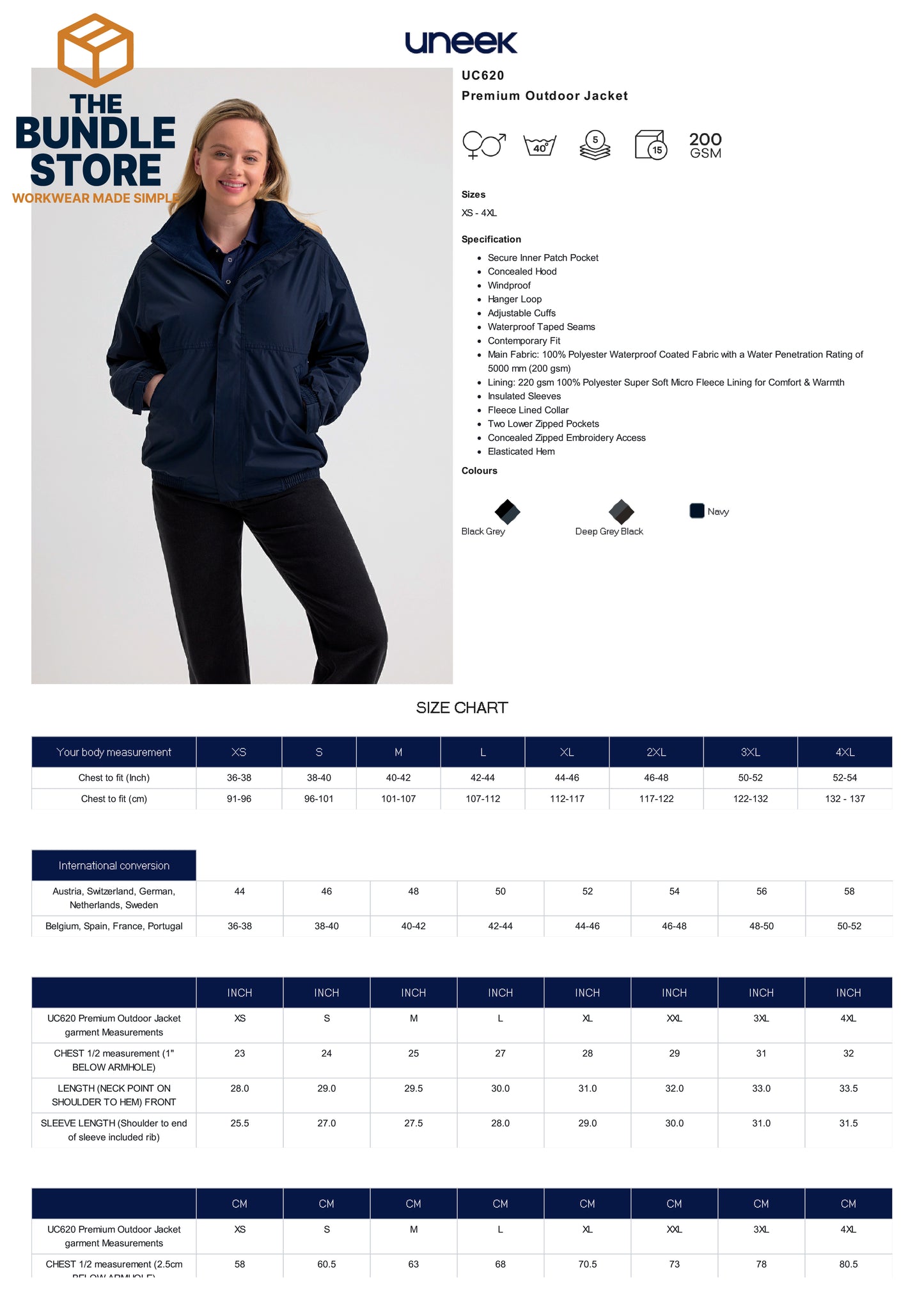 Add On - 1 x UC620 Premium Outdoor Jacket