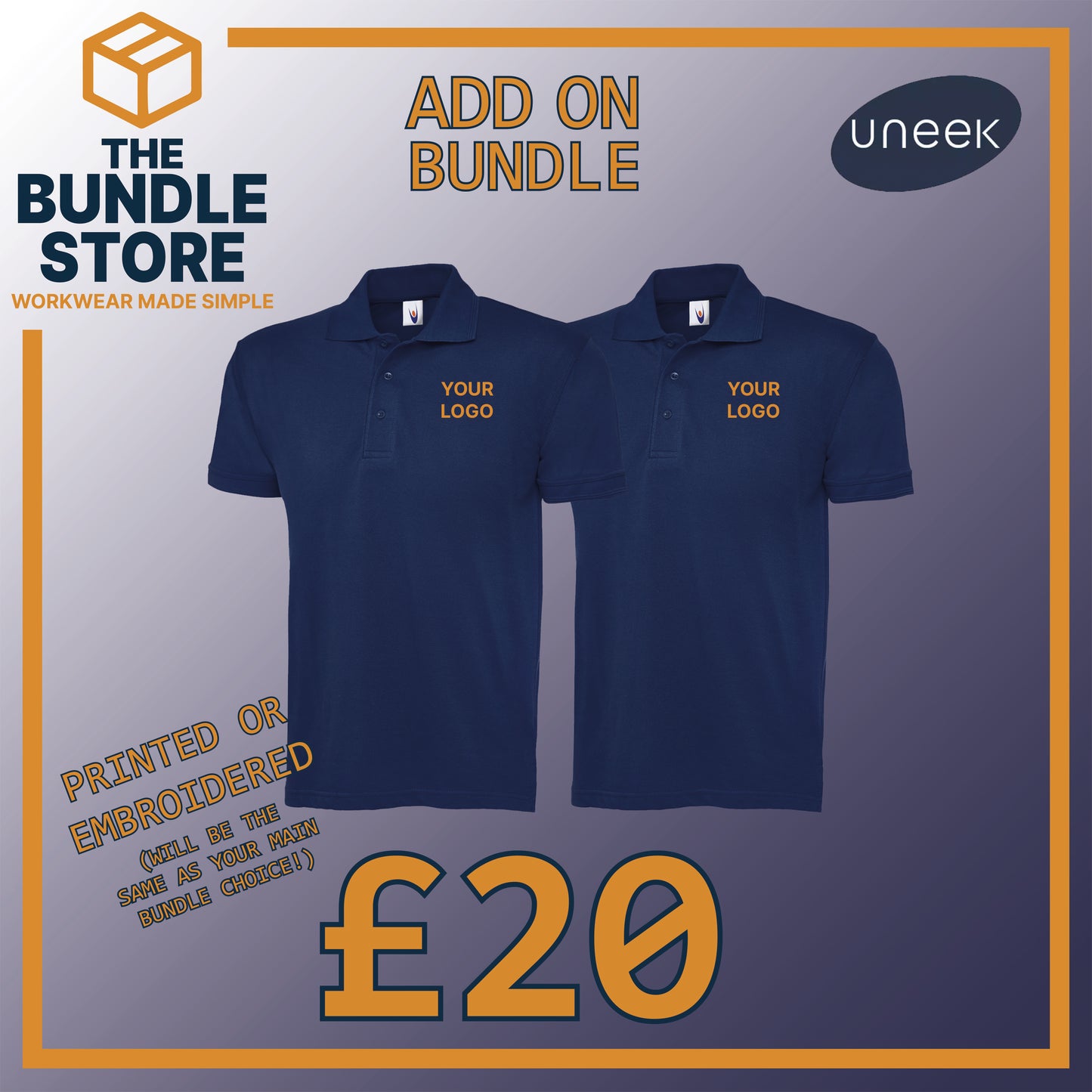 Add On - 2 x UC102 Premium Polo Shirts