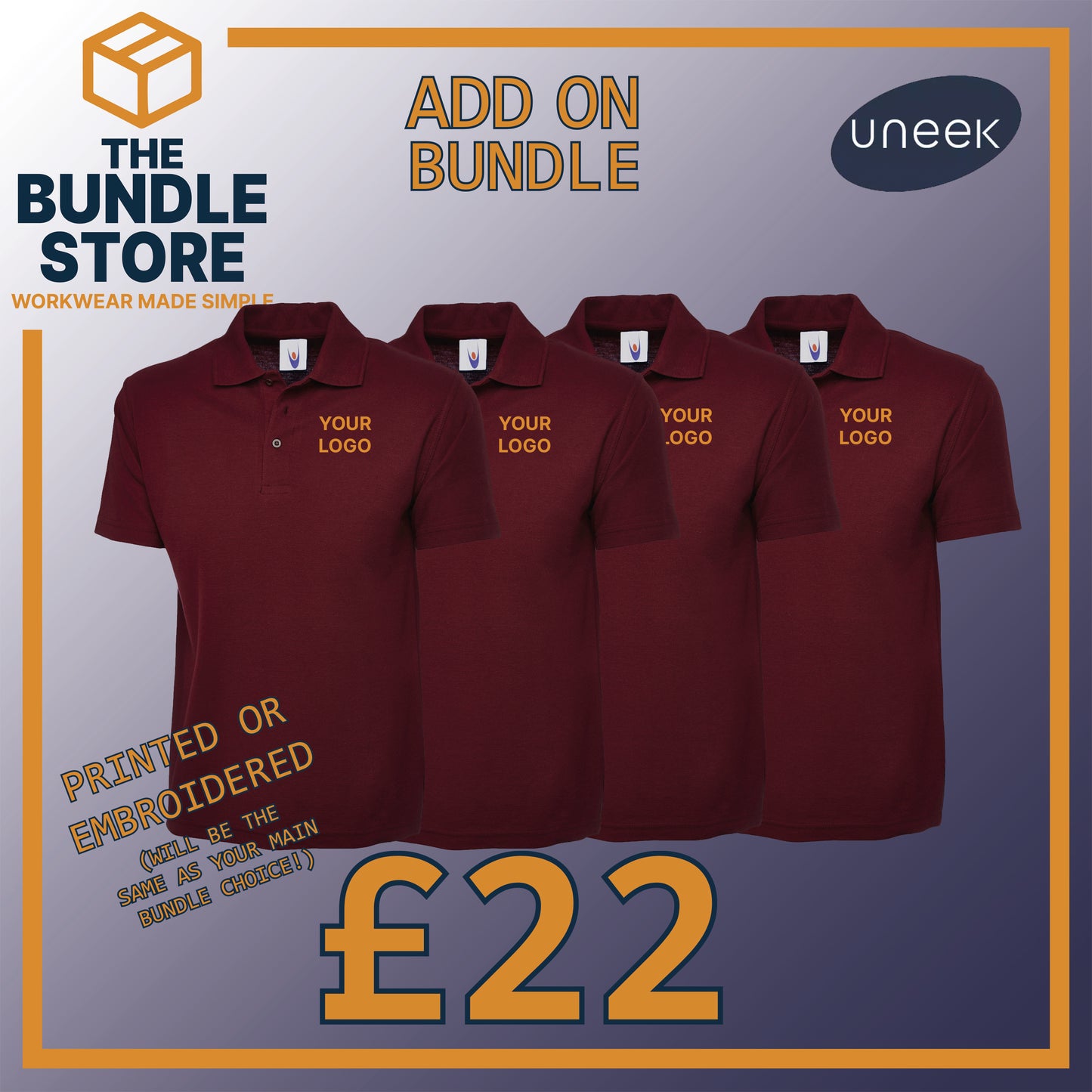 Add On - 4 x UC101 Classic Polo Shirts