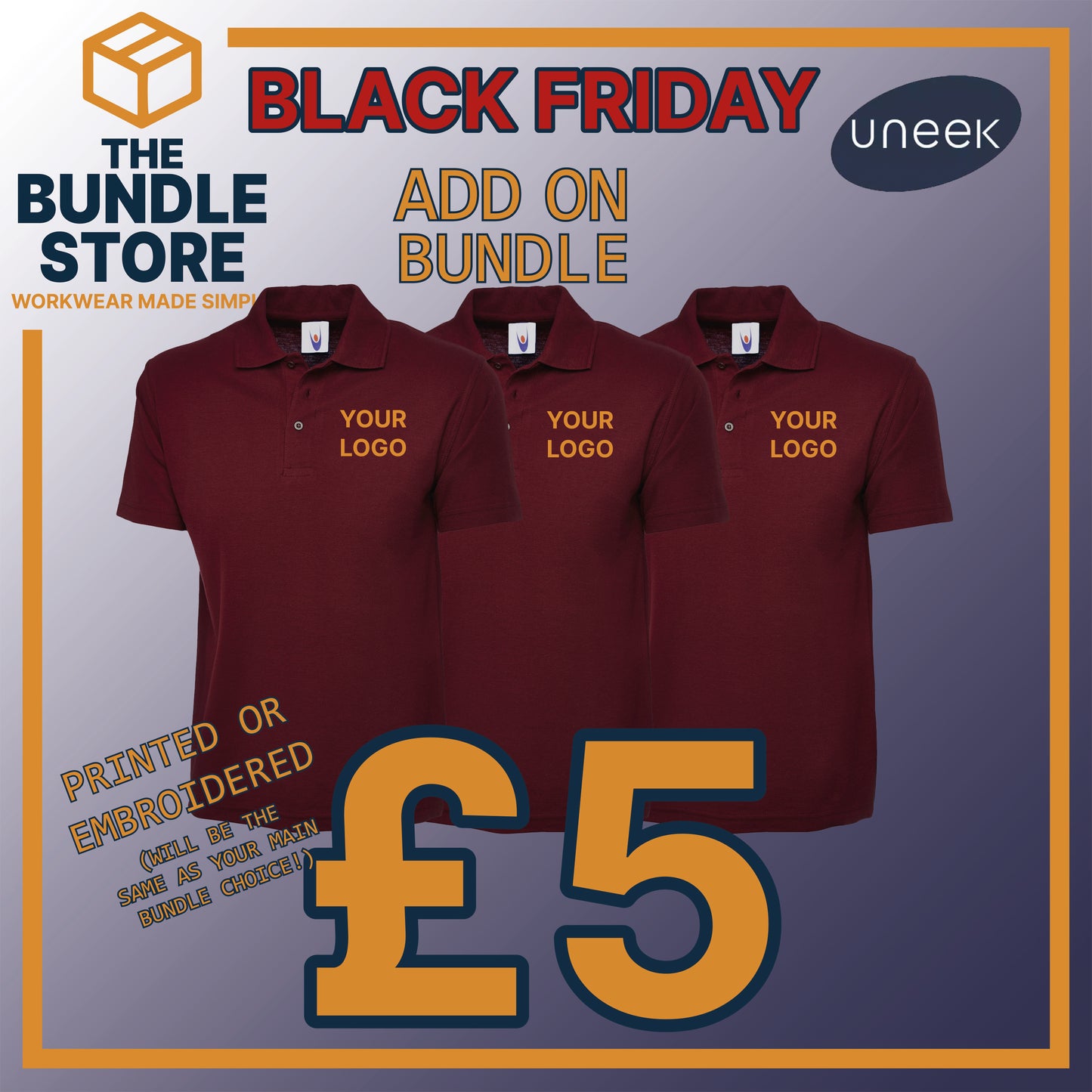 BF Add On - 3 x UC101 Polo Shirts for £5!