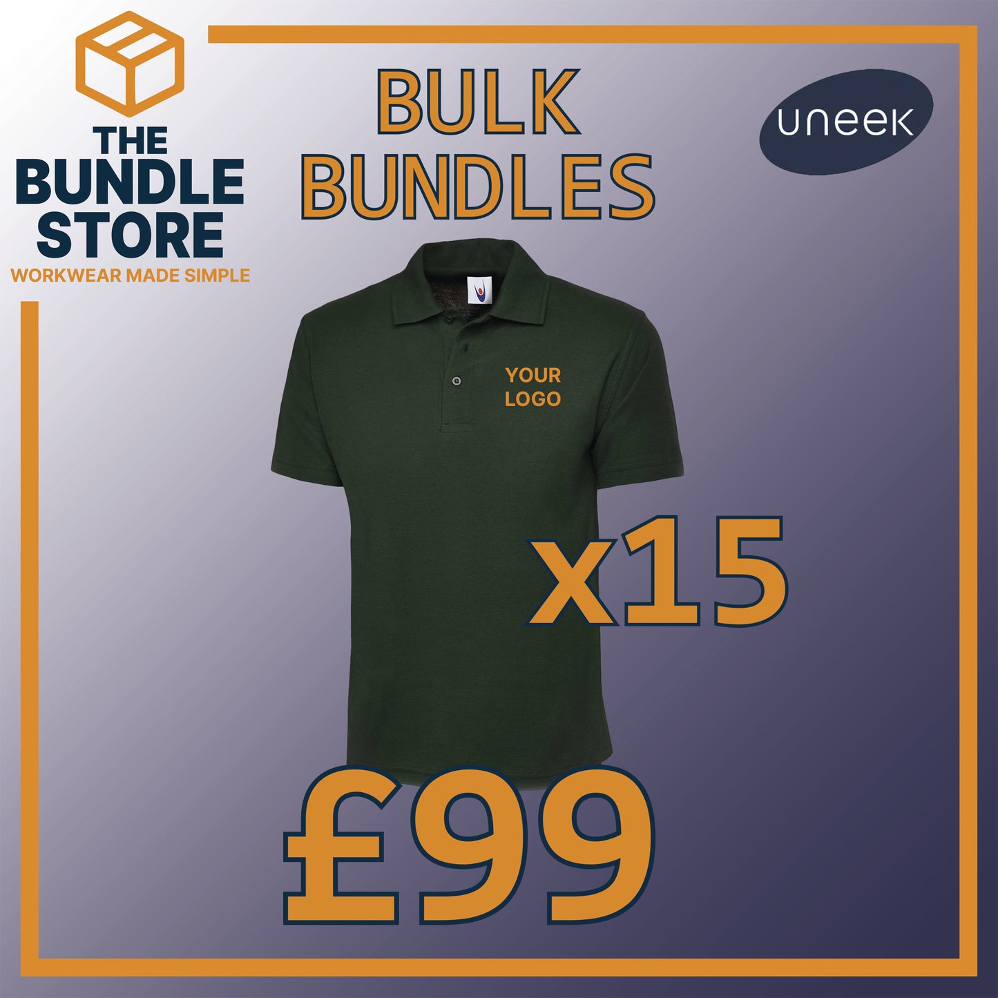Bulk Deal - 15 Uneek Polo Shirts UC101